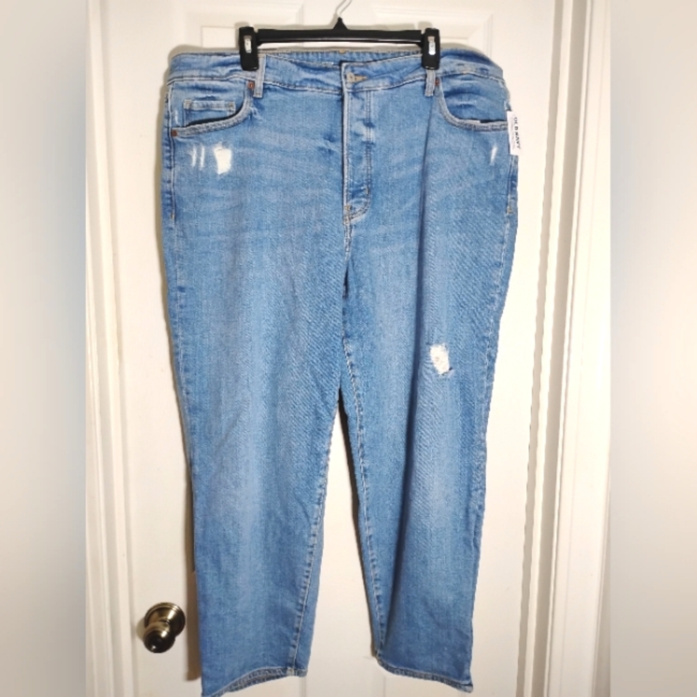 OG Straight Jeans High Rise Distressed Old Navy 20